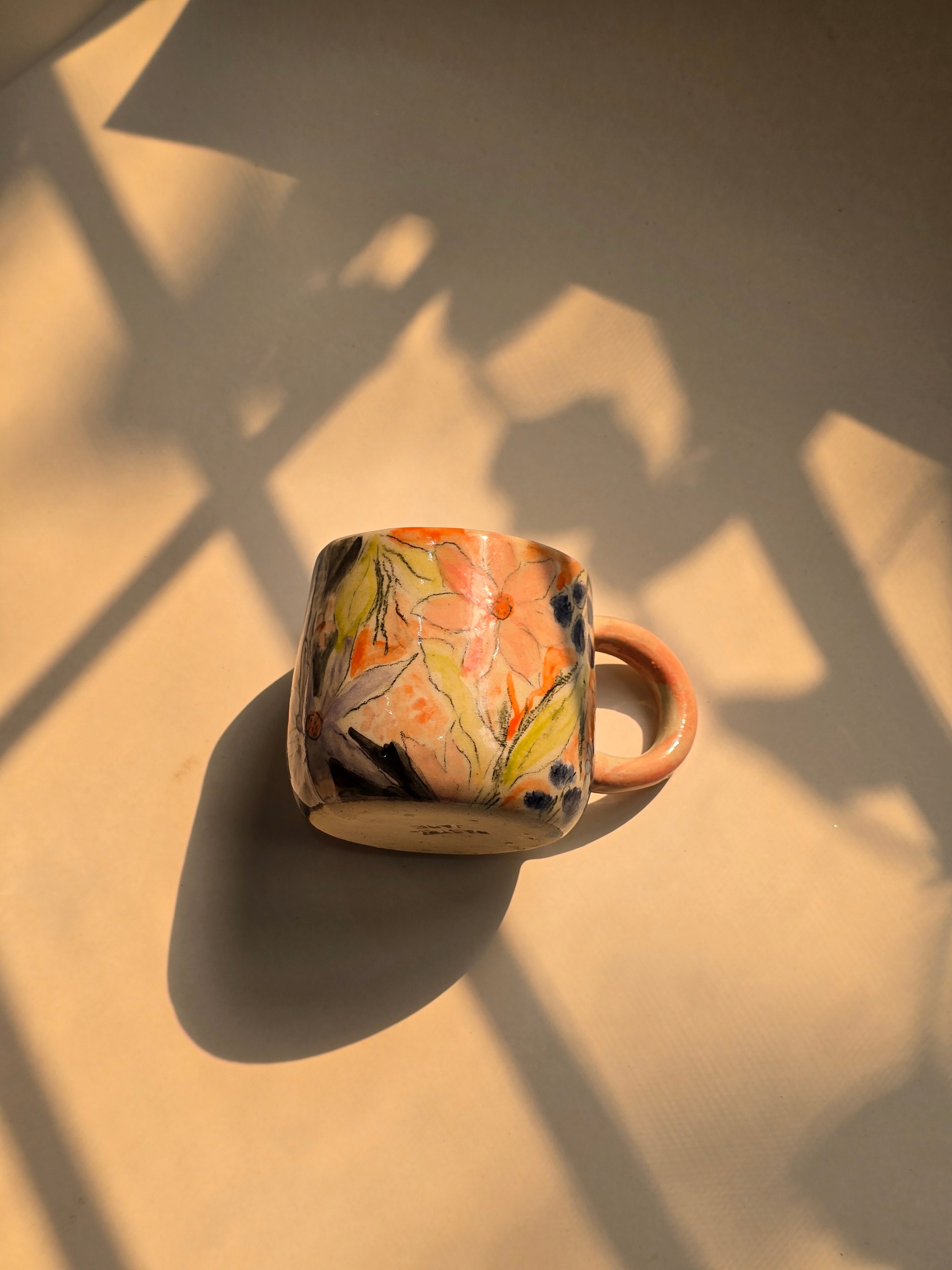 Handmade Ceramic floral Cup