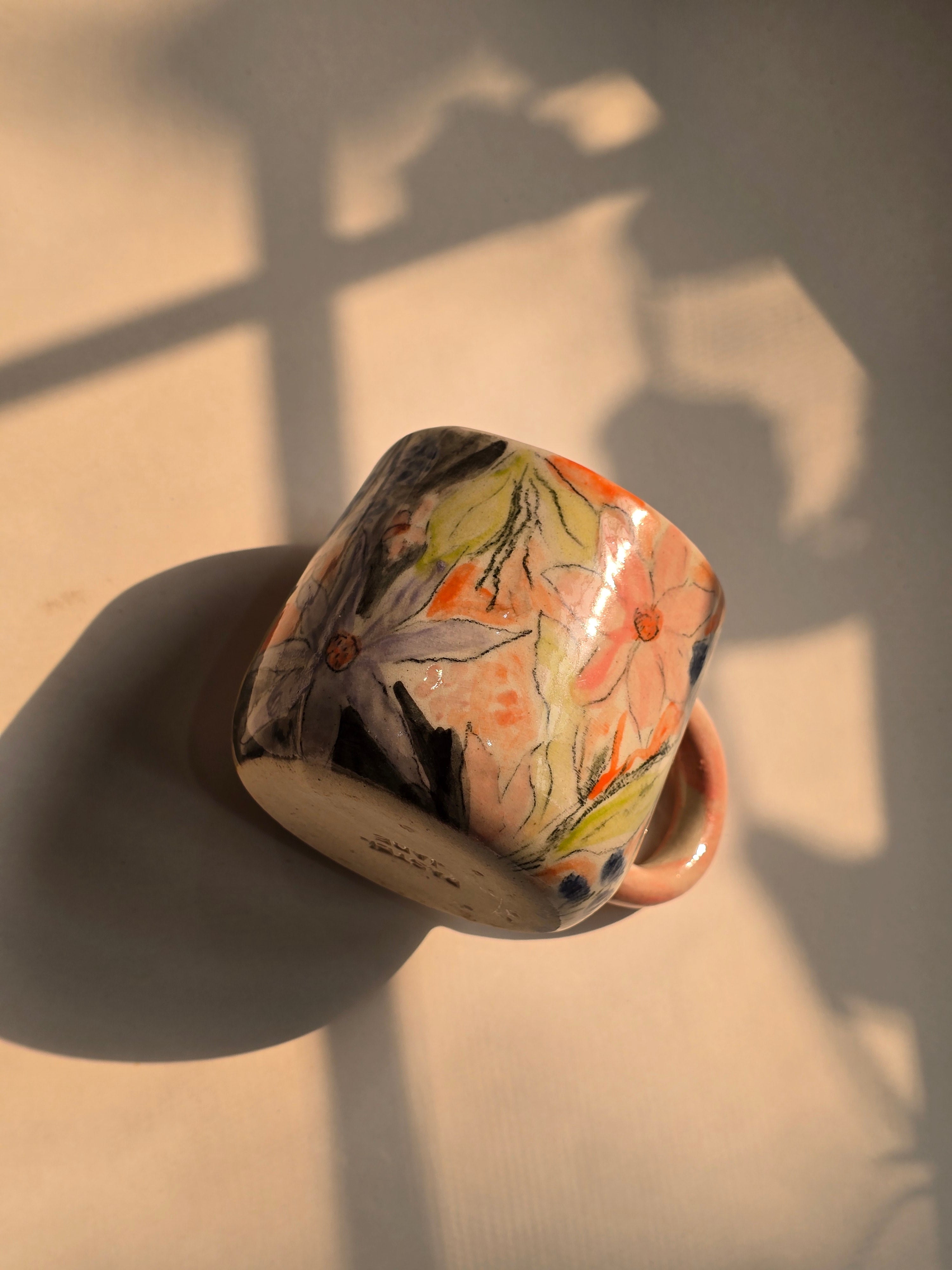 Handmade Ceramic floral Cup